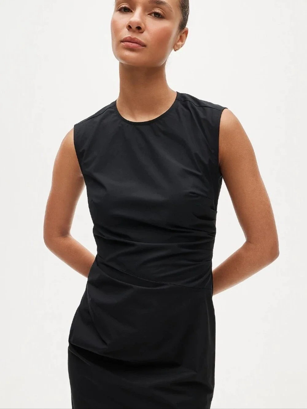 J Crew Tall ruched midi dress in stretch cotton-blend poplin Size 8 Tall CV544